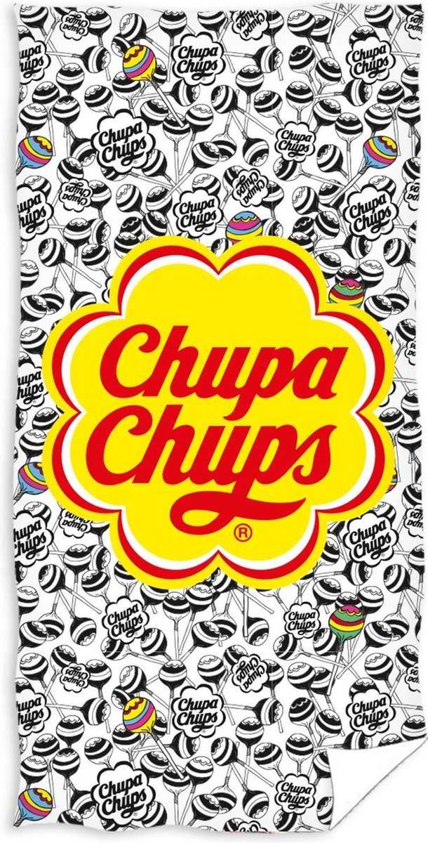Carbotex Handdoek Chupa Chups Junior 70 X 140 Cm Katoen Geel/wit
