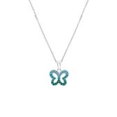 Little Miss Lovely - Zilveren ketting vlinder met green mix kristal