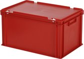 Stapelbak met deksel - Opbergbox - 600x400xH335mm - rood