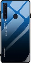 Voor Galaxy A9 (2018) Case met kleurverloop in glas (blauw)