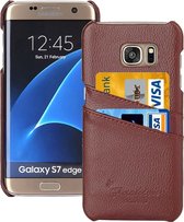 Voor Galaxy S7 Edge / G935 Litchi Texture Fashion lederen achterkant hoes met kaartsleuven (bruin)