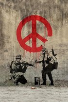 BANKSY  Soldiers Painting Peace CND Sign Canvas Print