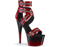 Pleaser - ADORE-766 Sandaal met enkelband, Paaldans schoenen - Paaldans schoenen - 35 Shoes - Zwart/Rood