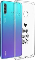 iMoshion Hoesje Geschikt voor Huawei P30 Lite Hoesje Siliconen - iMoshion Design hoesje - Transparant / Zwart / Live Laugh Love