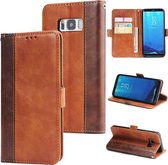 Voor Galaxy S8 Retro Texture Contrast Kleur Splicing Horizontaal Flip TPU + PU lederen tas met kaartsleuven & houder & portemonnee (bruin)