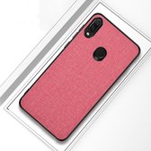 Schokbestendige doek textuur pc + tpu beschermhoes voor xiaomi redmi note 7 (roze)