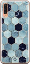 Samsung A50/A30s hoesje siliconen - Blue cubes | Samsung Galaxy A50/A30s case | blauw | TPU backcover transparant