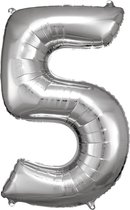 Amscan Folieballon Cijfer 5 Junior 58 X 86 Cm Zilver