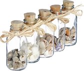 Relaxdays flesje met schelpen - decoratie - glazen flesjes met kruk - schelpen mix - glas