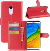 Voor xiaomi redmi 5 plus litchi textuur horizontale flip lederen tas met houder & kaartsleuven & portemonnee (rood)