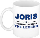 Naam cadeau Joris - The man, The myth the legend koffie mok / beker 300 ml - naam/namen mokken - Cadeau voor o.a  verjaardag/ vaderdag/ pensioen/ geslaagd/ bedankt