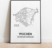 Wijchen city poster, A4 zonder lijst, plattegrond poster, woonplaatsposter, woonposter