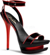 Pleaser - BLONDIE-631-2 Sandaal met enkelband - US 7 - 37 Shoes - Zwart/Rood