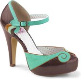 Pin Up Couture Sandaal met enkelband -38 Shoes- BETTIE-17 US 8 Bruin/Blauw