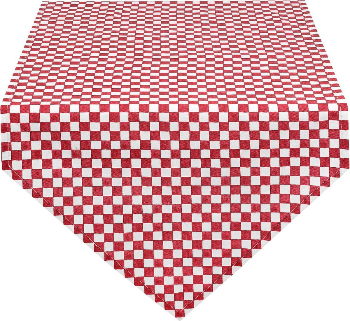 Clayre & Eef Tafelloper 50*160 cm Rood Katoen ruit Tafelkleed Loper Tafeltextiel