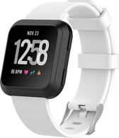 Siliconen Smartwatch bandje - Geschikt voor  Fitbit Versa / Versa 2 silicone band - wit - Maat: L - Horlogeband / Polsband / Armband