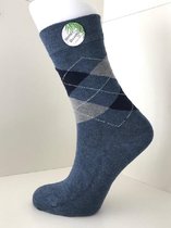 Boru Bamboo Design Square Argyle Sock Blauw/Grijs, Maat 39/42