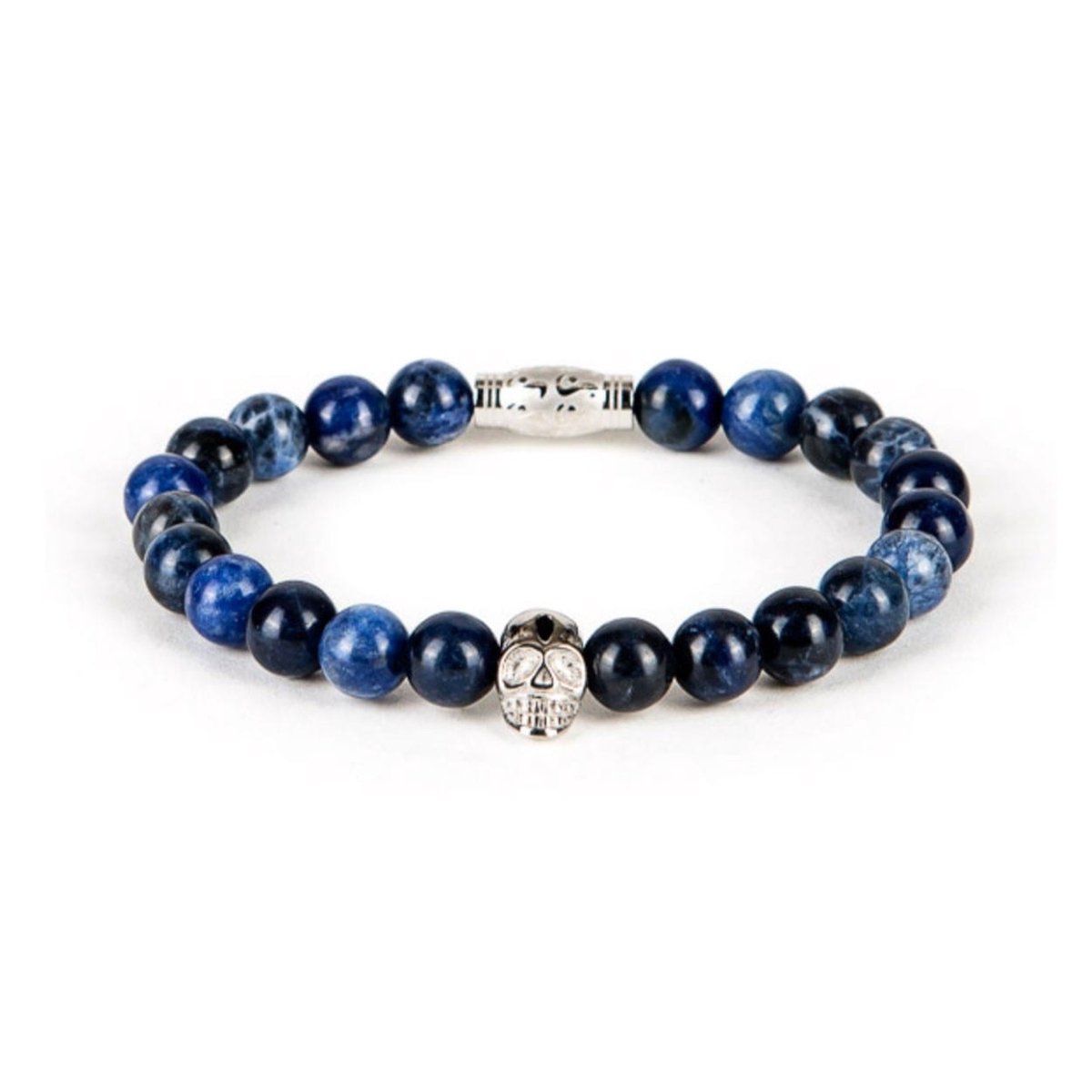 Silver Skull Bracelet - Light Blue - Armband - Medium