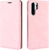 Retro-skin zakelijke magnetische zuignap Case met portemonnee-beugel-houder voor Huawei P30 Pro (perzik)