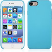 Voor iPhone 8 & 7 Pure Color Liquid Silicone + PC Shockproof Defender Case (blauw)