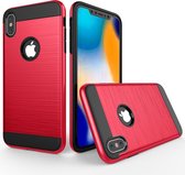 Brushed Texture Shockproof Rugged Armor beschermhoes voor iPhone XS Max (rood)