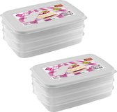 6x Vleeswarendoos voedsel bewaarbakjes transparant/wit - 26 x 16 x 10 cm- Vleeswaren bakjes - Broodbeleg bewaardoos