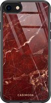 iPhone SE 2020 hoesje glass - Marmer rood | Apple iPhone SE (2020) case | Hardcase backcover zwart