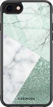 iPhone SE 2020 hoesje glass - Minty marmer collage | Apple iPhone SE (2020) case | Hardcase backcover zwart