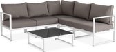 Loungeset STRATUM - modulaire hoekloungeset van aluminium - 5 zitplaatsen - wit/taupe