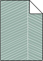 Proefstaal ESTAhome behang visgraat-motief vergrijsd mintgroen - 139108 - 26,5 x 21 cm