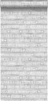 ESTAhome behang zomerse quotes grijs - 148638 - 53 x 1005 cm