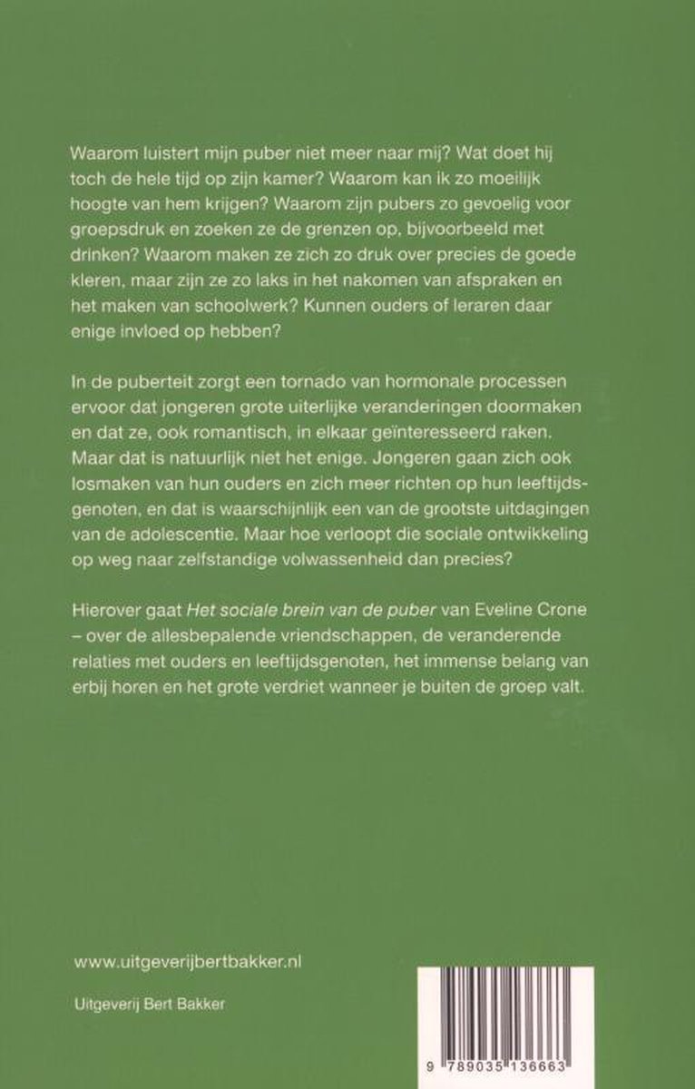 Het Sociale Brein Van De Puber - back cover