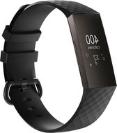 Shop4 - Geschikt voor Fitbit Charge 3 Bandje - Siliconen Zwart