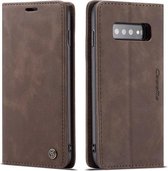 CaseMe - Hoesje geschikt voor Samsung Galaxy S10 Plus -Wallet Book Case - Magneetsluiting - Donker Bruin