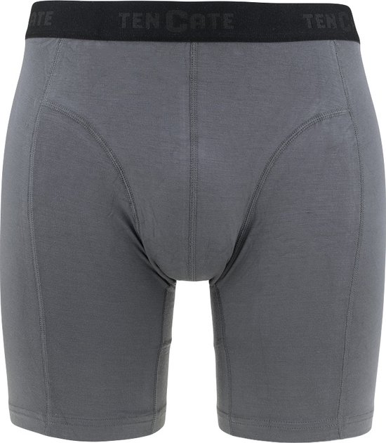 Grijze lange herenshorts van Ten Cate, voorkant, met elastische tailleband.