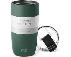 Herbruikbare Geïsoleerde Roestvrijstalen Reiskoffiemok - Flip Deksel - Thermos Cold Brew Iced Coffee Cup - Valentijnscadeaus Voyager Collectie - 16oz - Bos