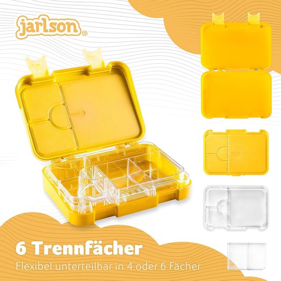 Jarlson® Toni Lunchbox voor kinderen, met vakken, bento box, lekvrij