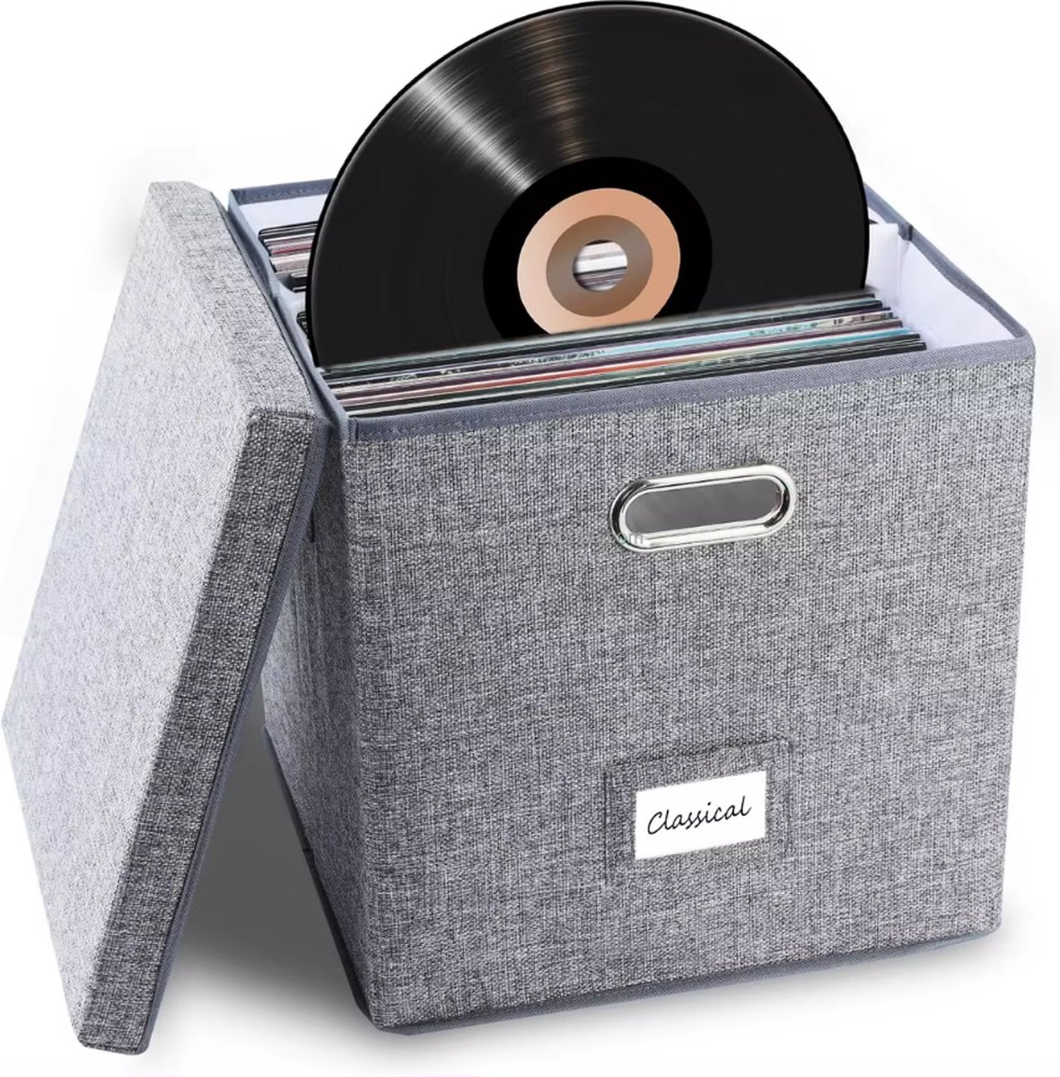 Deluqse LP Opbergdoos – 50+ Platen – Opvouwbaar – Grijs