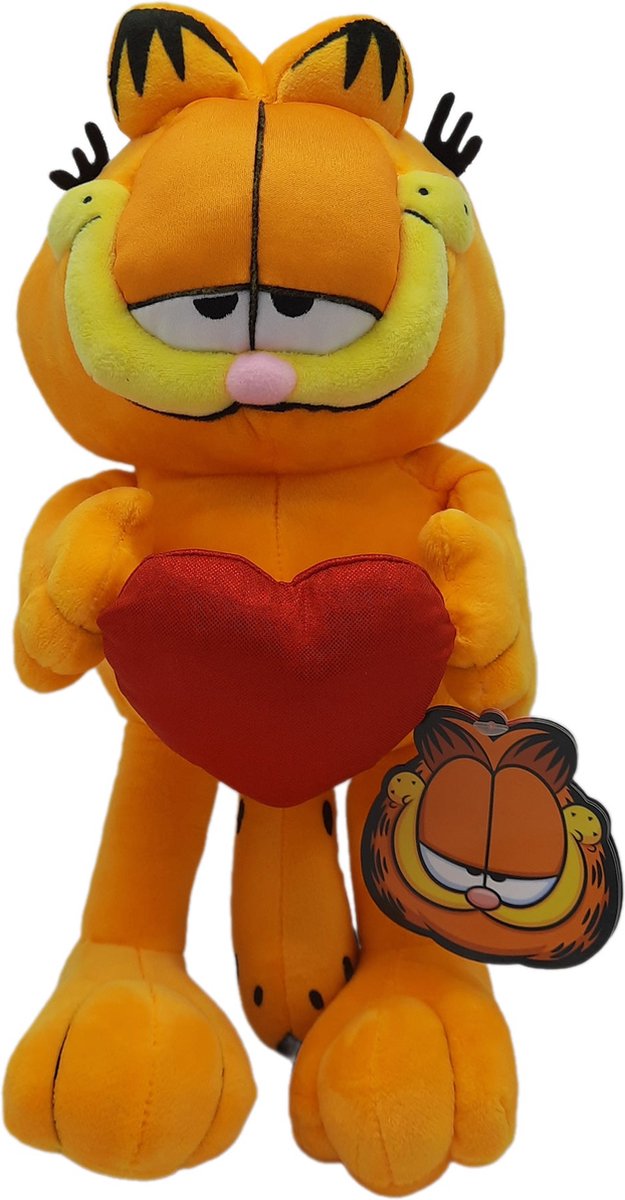 Garfield - Met Rood Hart - Knuffel - Kat - Pluche - 35 cm