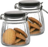 Pot / bocal de conservation Urban Living Weck - 2x - 1L - verre - avec fermeture à support - couvercle noir mat