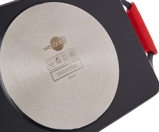 WECOOK! Ecostone XTRA Dupon Inductiekookpan met glazen deksel, 32 cm, milieuvriendelijk, zonder PFOA, gegoten aluminium, 5 mm dik, 7,5 cm hoog, siliconen handgrepen, glaskeramiek, gas, zwart