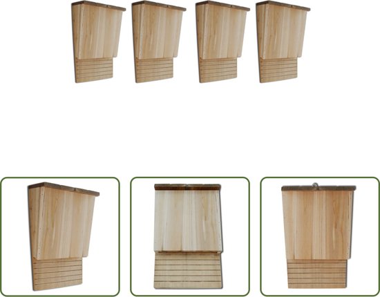 Foto: The living store vleermuizenkasten set van 4 massief hout 22 x 12 x 34 cm 