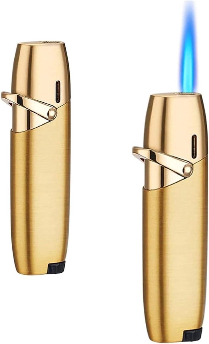 Goedkoopste Adjustable Windproof Jet Flame Butane Torch Lighter for Outdoor Grilling-Camping - Refillable Butane Lighter - Black - Color A3