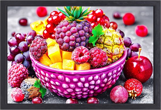 Fruit schilderijen - Voedsel portret - Canvas schilderijen Groente - Muurdecoratie landelijk - Schilderijen op canvas met baklijst - Decoratie muur canvas met baklijst 70x50 cm