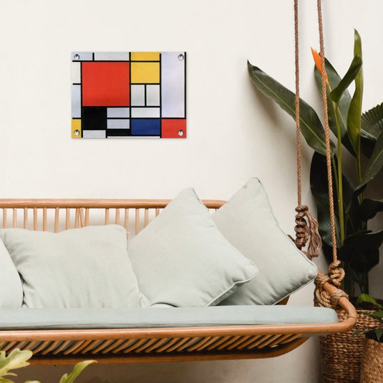 Décoration de Jardin Art - Mondrian - Maîtres anciens - 40x30 cm - Toile jardin - Affiche extérieure