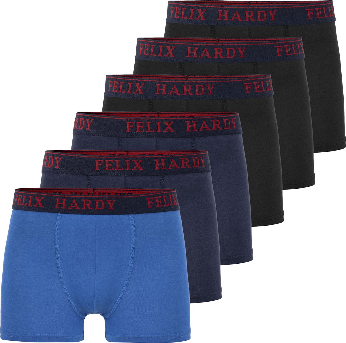 Felix Hardy Boxer - Boxershort Multipack 6 Pack - Onderbroek Mannen - Ondergoed - 95% Katoen Heren Zwart-Navy-Sax - S