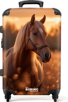 NoBoringSuitcases.com® - Grande valise Cheval brun au pâturage - Bagage - Valise de voyage - Valise chariot - Valises 67cm