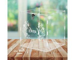 Pokemon clear acryl card box met lock & sign geldhouder voor bruiloft receptie bruiloft decoratie