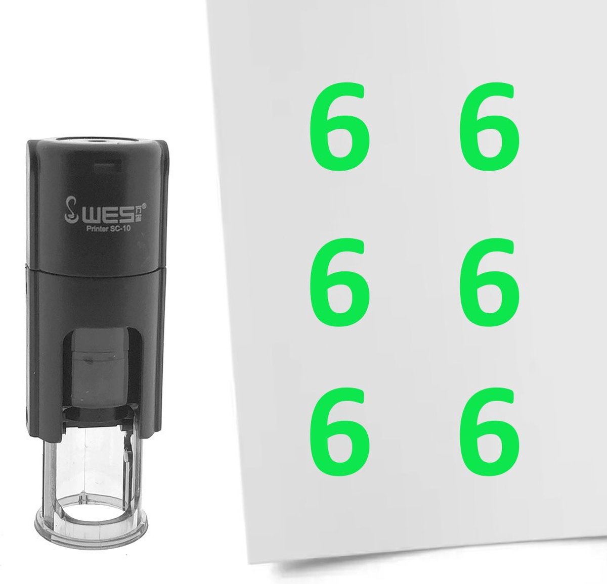 CombiCraft Stempel Getal 6 10mm rond groene inkt per 1 stuk