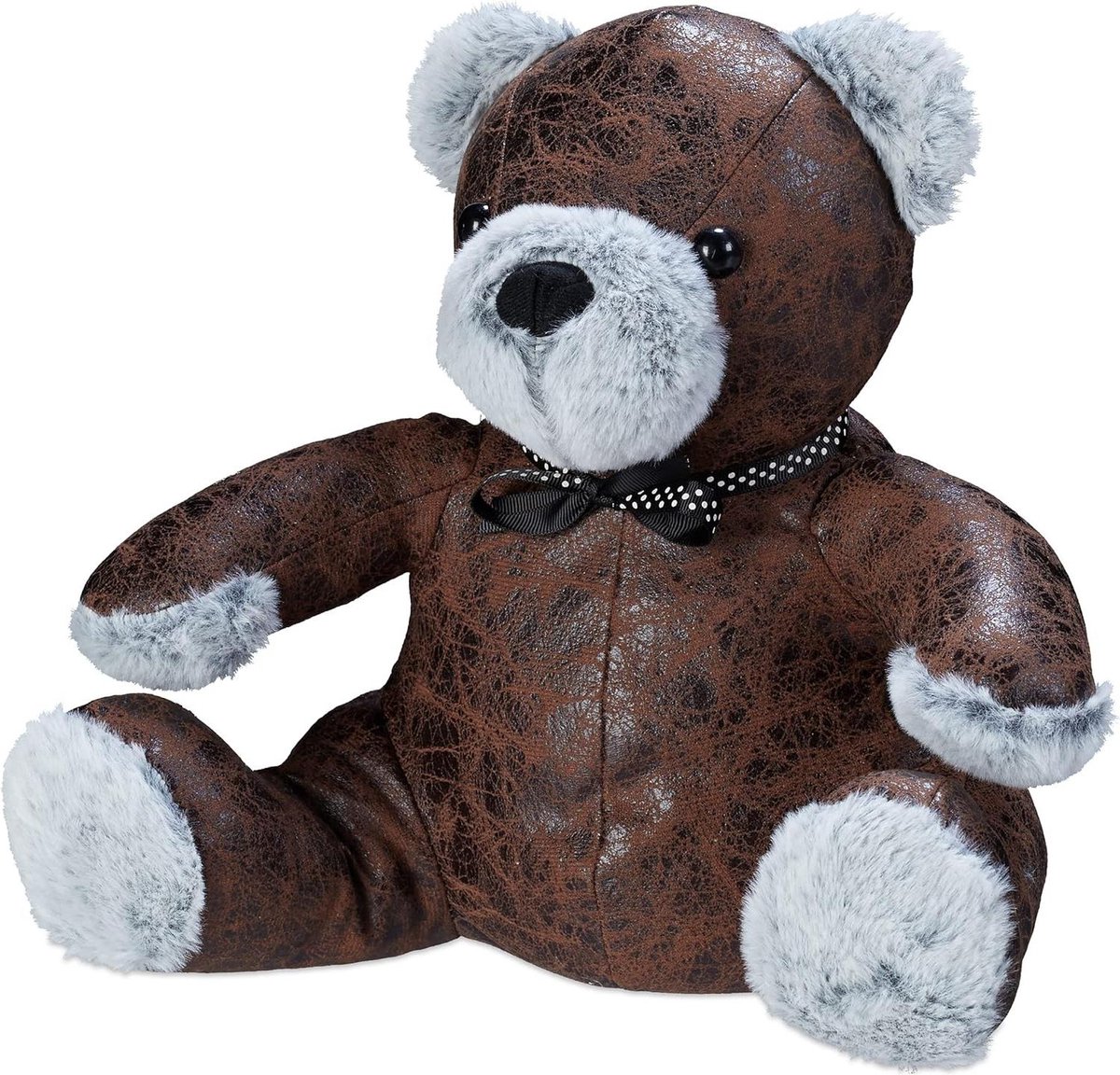 Fabric Door Stopper Standing Bear Already Filled for Indoor Decoration - Brown Grey
